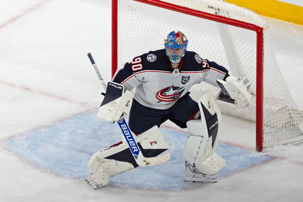 CBJ's Elvis Merzlikins in goal