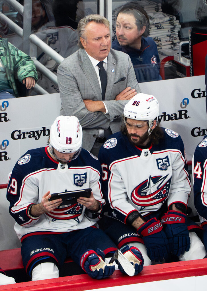 CBJ head coach Rick Bowness on bench