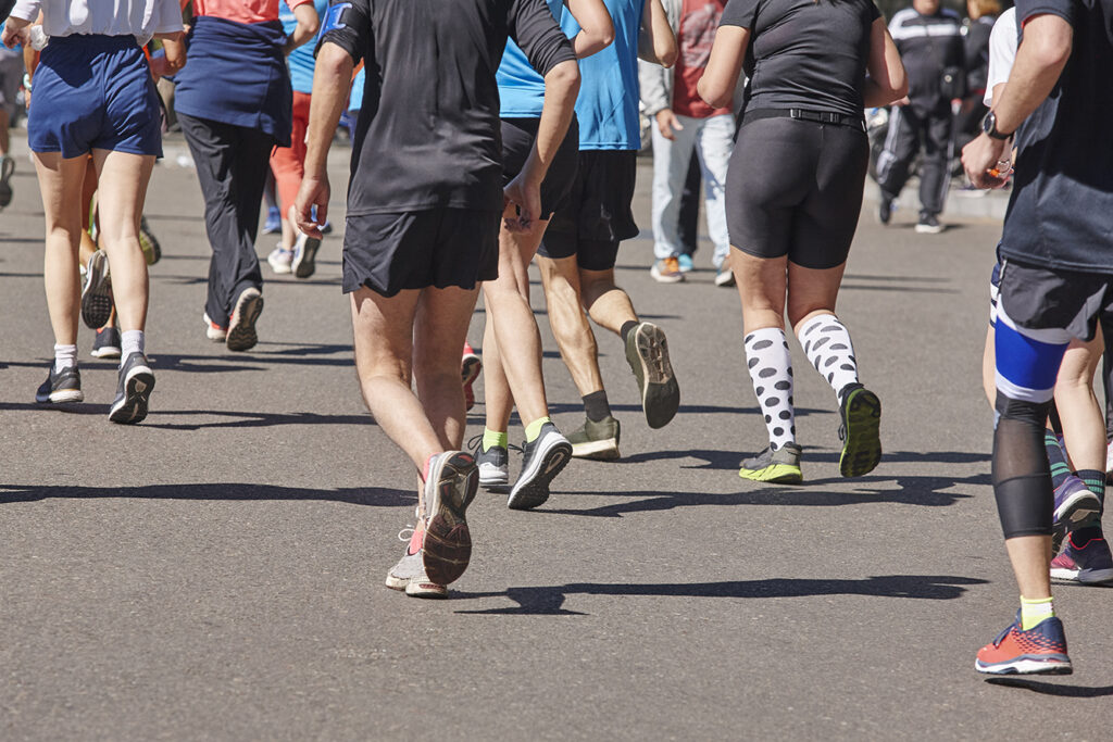 Runners on pavement