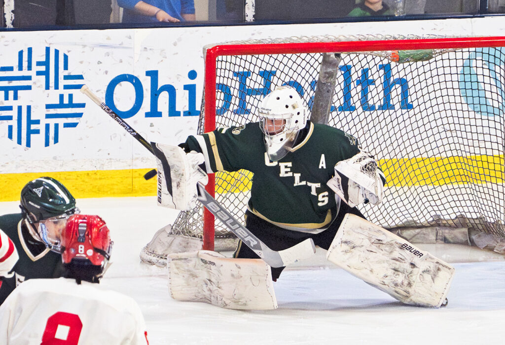 Jerome goalie John Michael Beuselinck makes save