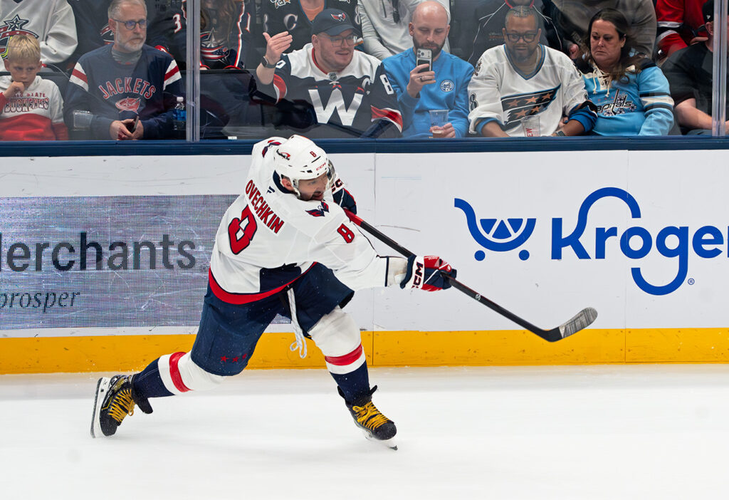 Washington Capitol forward Alex Ovechkin shoots