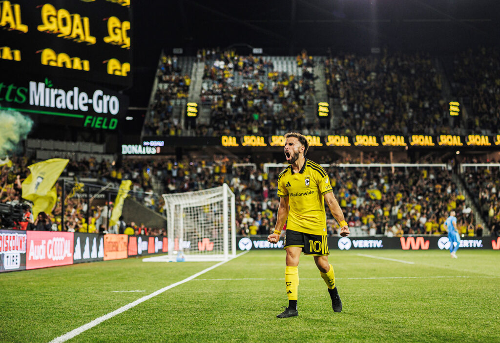 Crew's Diego Rossi celebrates goal