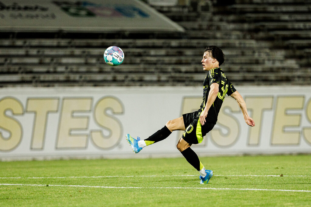 Crew's Hugo Picard kicks