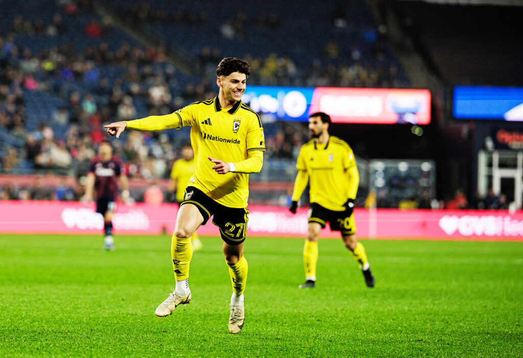 Crew's Max Arfsten on pitch - courtesy