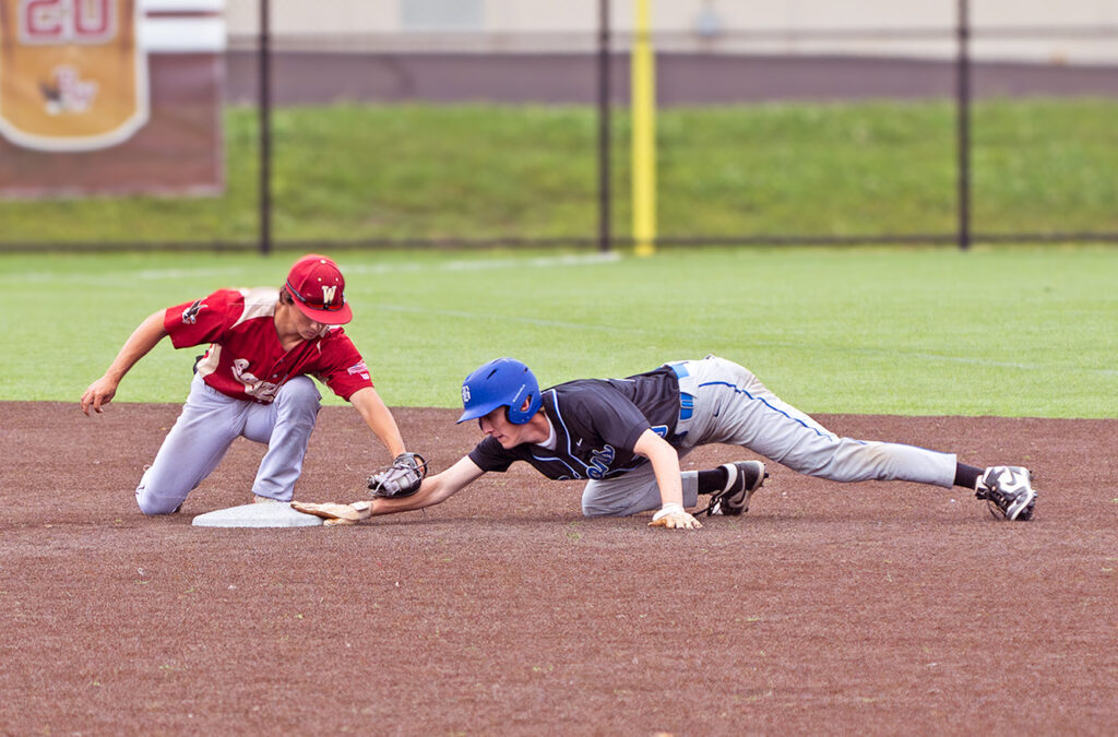 Bexley's Grayson Sherman steals second