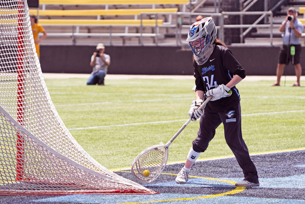 Liberty's Evie Howenstine after a save