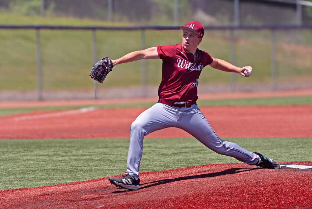 Newark's Brody Randall pitches