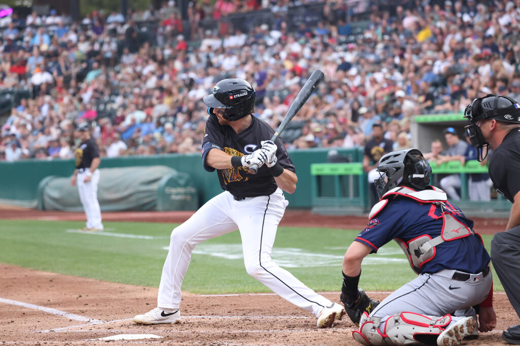 Clippers Daniel Schneeman at bat courtesy Bryan Kuhn