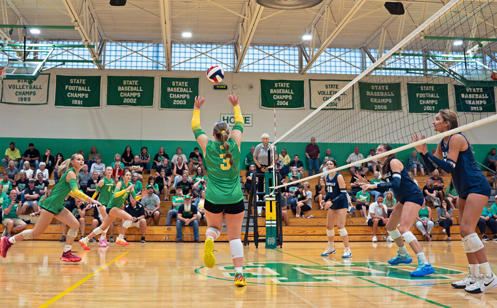 Newark Catholic's Gabbie Hill sets