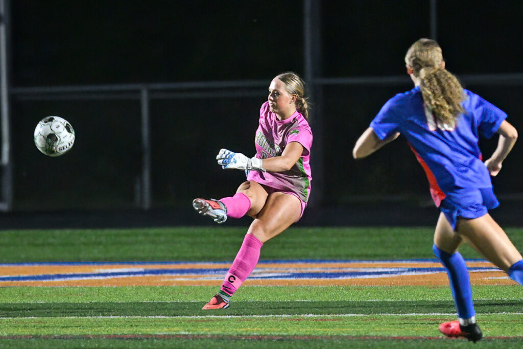 Coffman goalie Grace Berman kicks the ball