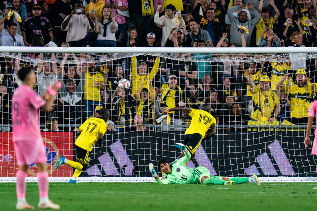 Crew's Jamal Thiaré scores against Miami
