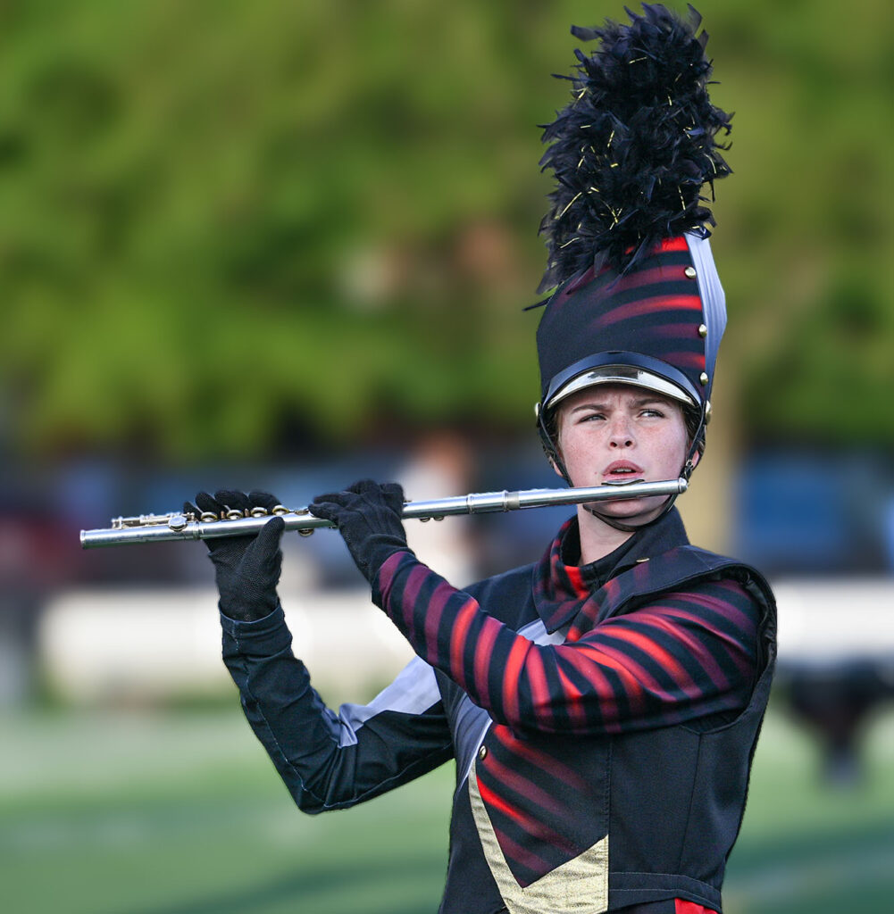 Watterson band member on field in pregame