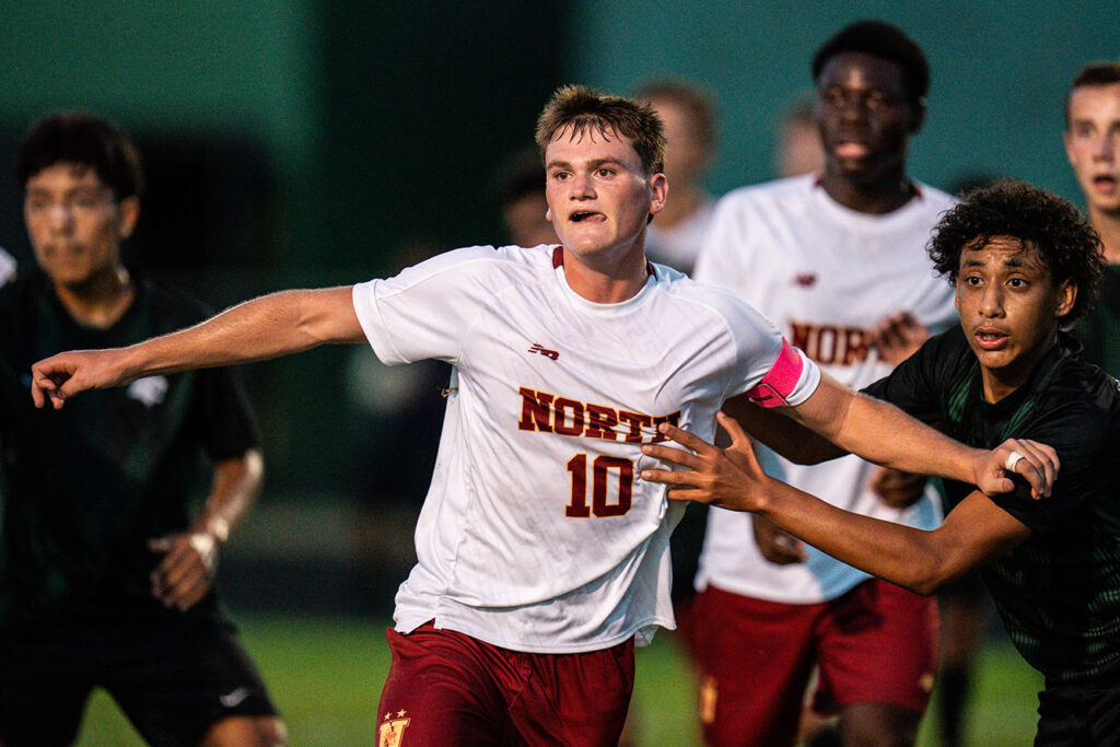 Westerville North Carter Smith battles for ball
