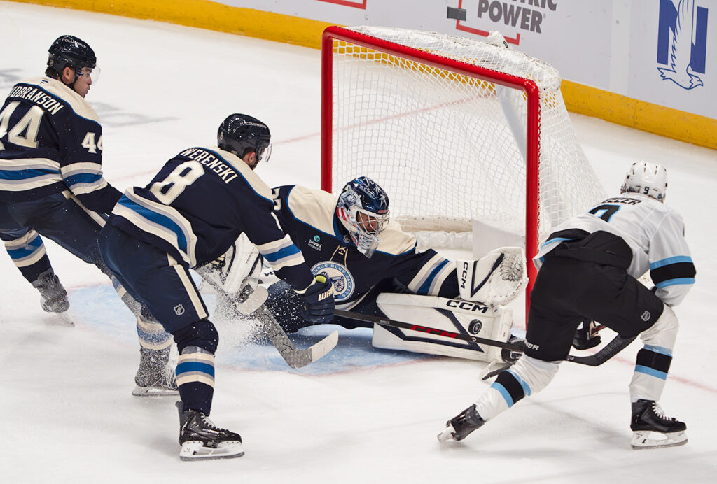 CBJ's Jet Greaves makes save