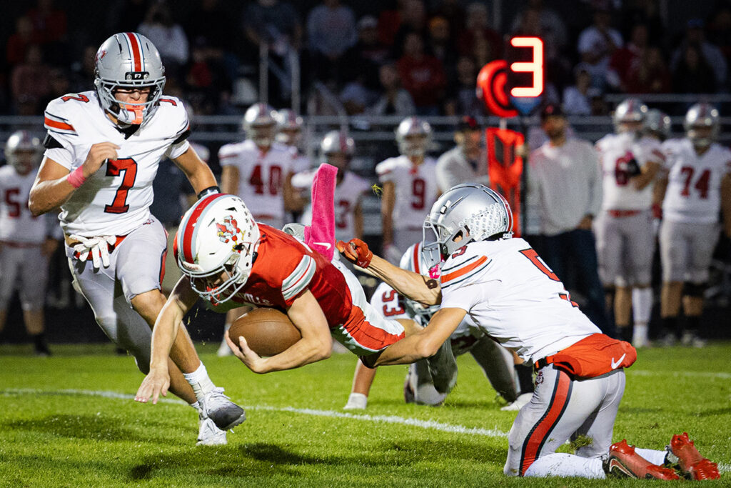 Loudonville's Coltin Caley is tackled