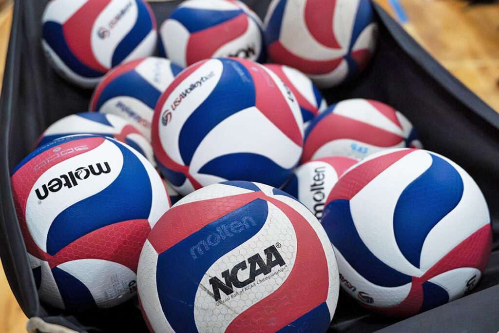 Volleyballs in cart graphic