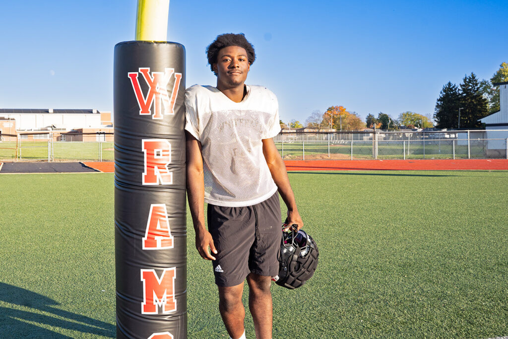 Whitehall's Lawrence Kanneh poses after practice